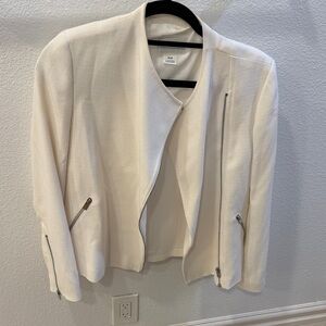 Club Monaco Cream Women's Blazer with Zipper Accents